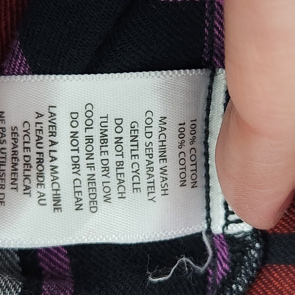 Braeve Flannel plaid peplum button down red black large - Picture 11 of 13